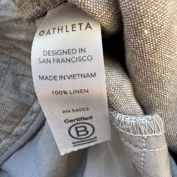 Athleta Cabo 100% Linen Shorts Size 4 Small Gray Pull On Drawstring Breathable - Picture 5 of 5